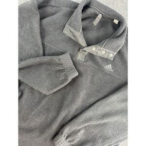 Adidas Fleece Pullover Sweatshirt Mens XL Black Snap Neck Outdoor